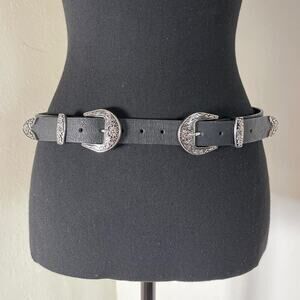 Divided Women's Wester Boho Cowgirl Core Belt Black Silver M